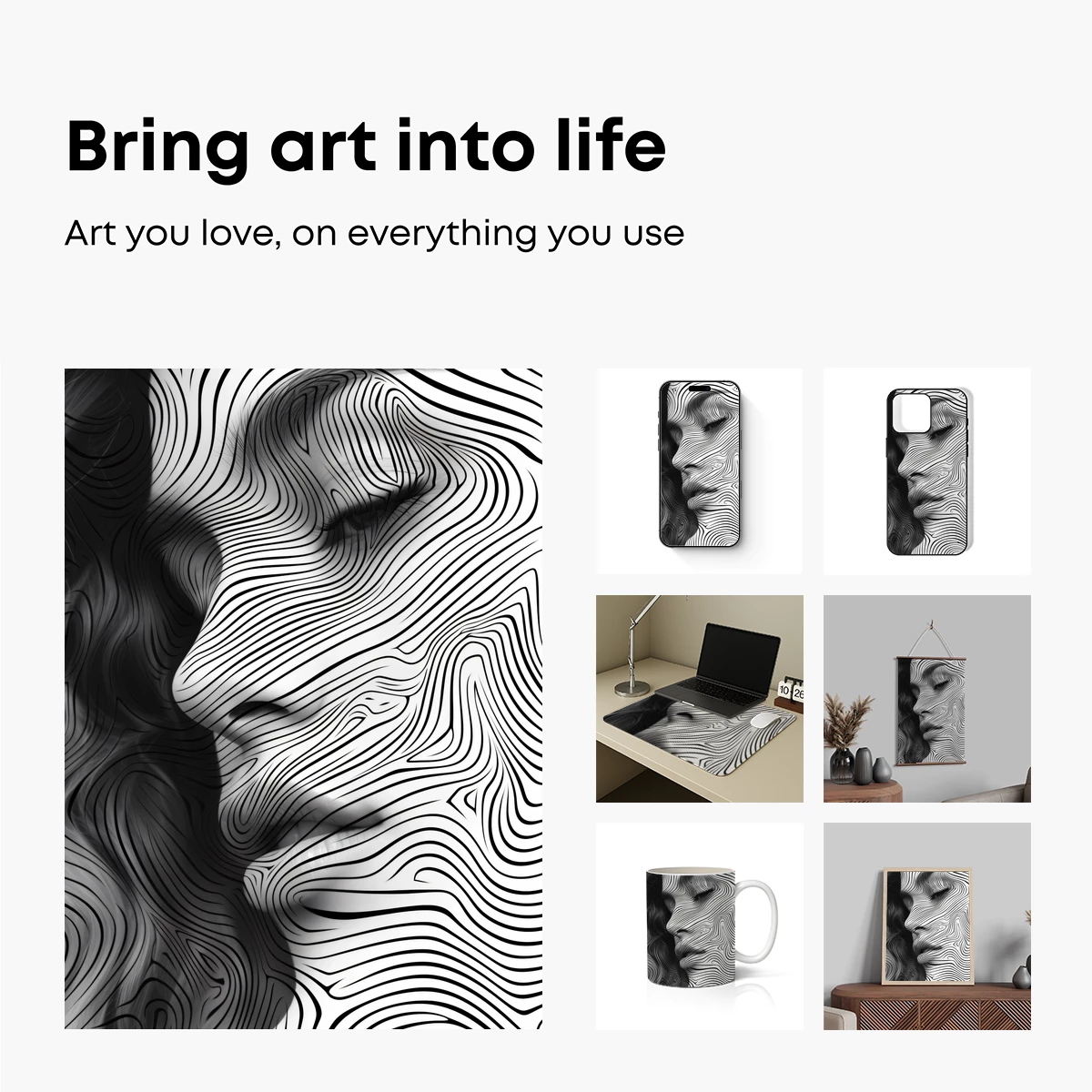 Contour Profile: Wavy Line Art Portrait - Image 2