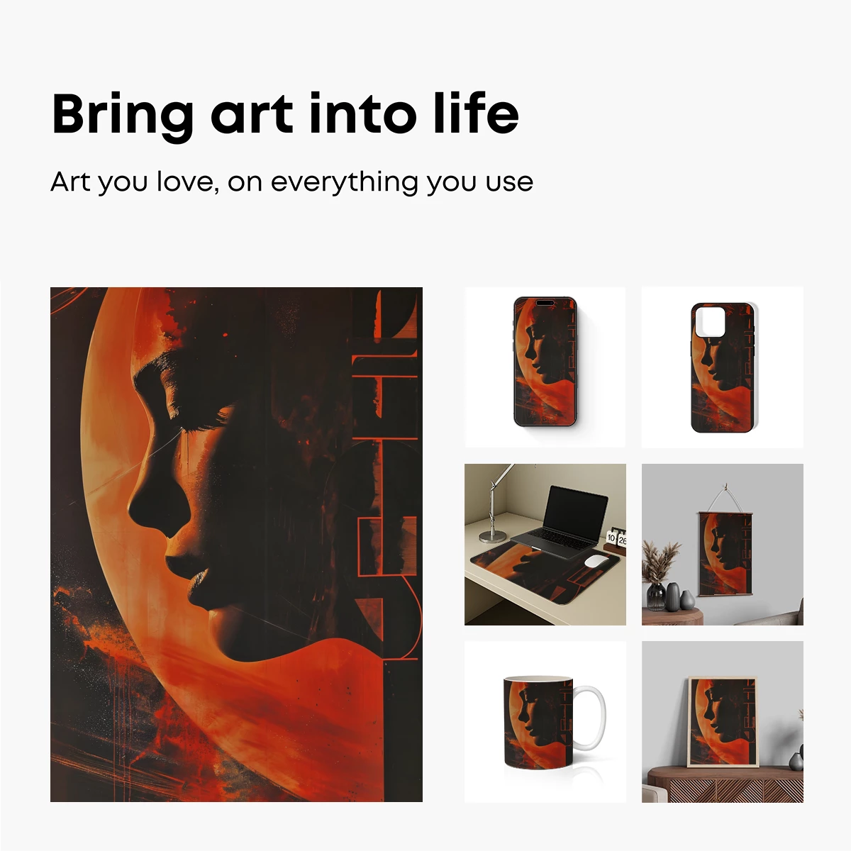 Eternal Flame: Silhouette Against a Fiery Moon - Image 2