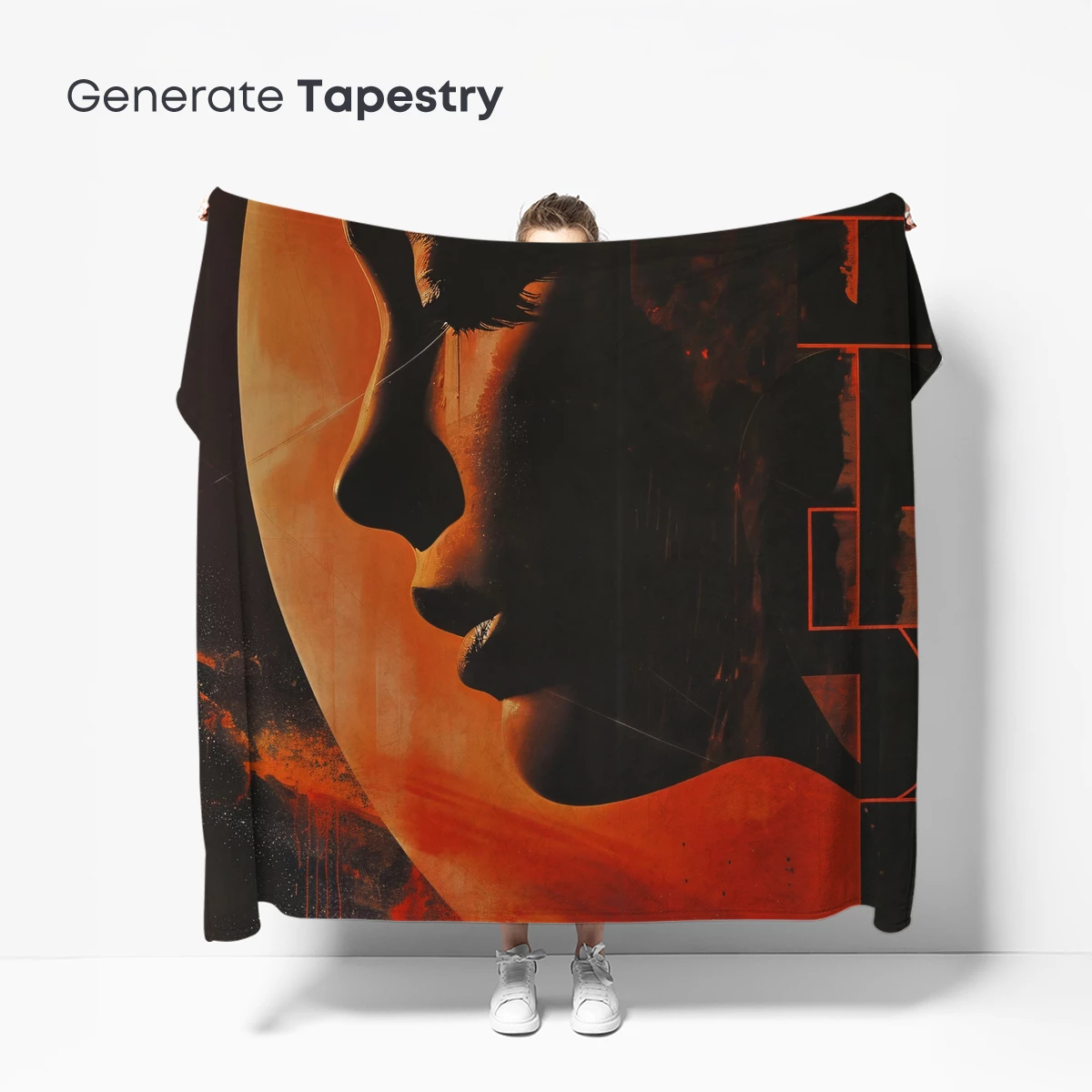 Eternal Flame: Silhouette Against a Fiery Moon - Image 5