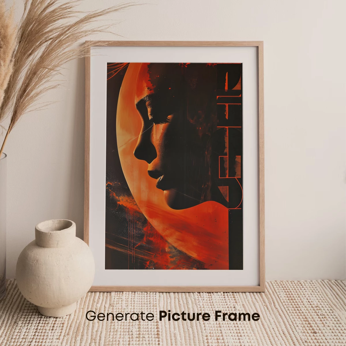 Eternal Flame: Silhouette Against a Fiery Moon - Image 7