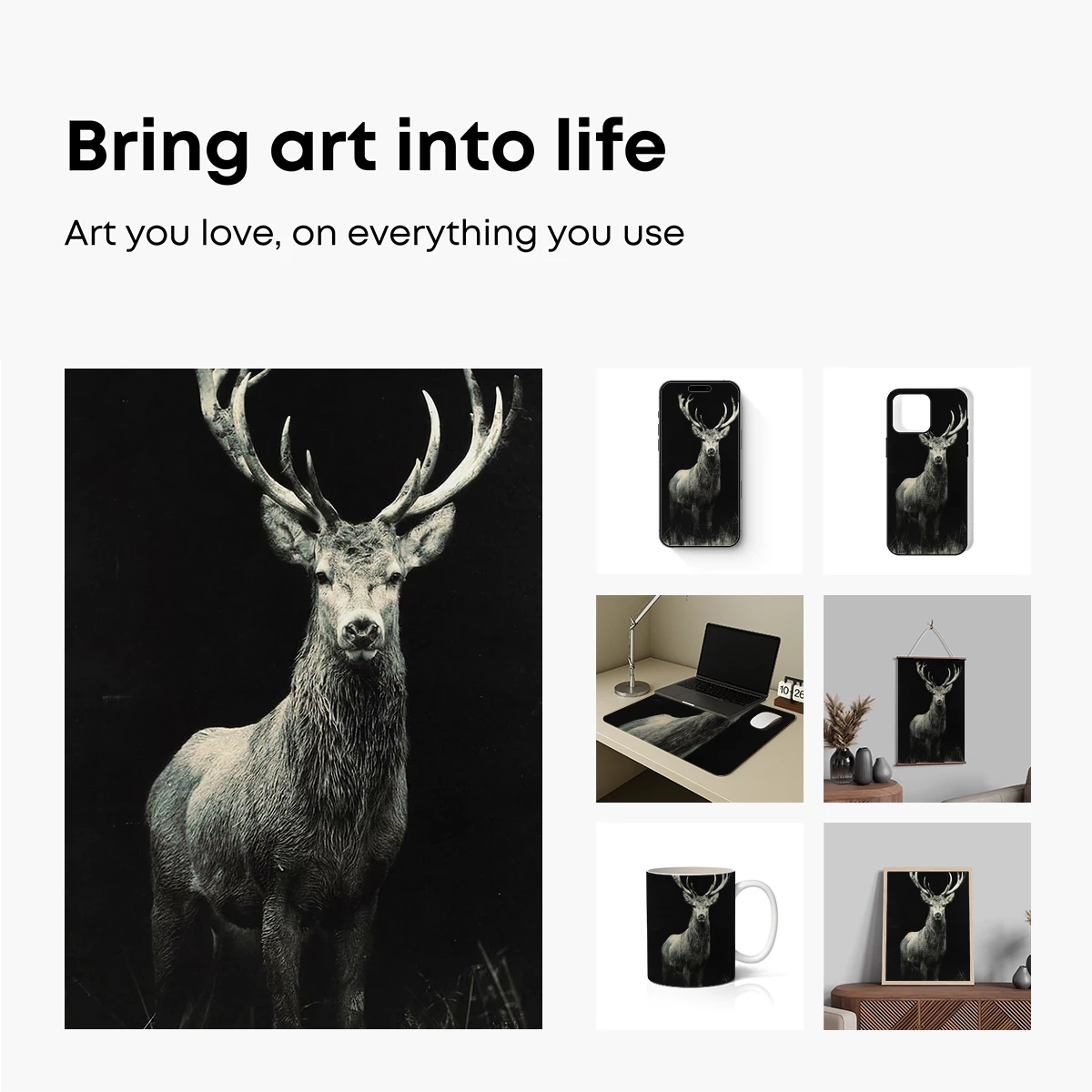 Monochrome Majesty: Stag in Shadows - Image 2