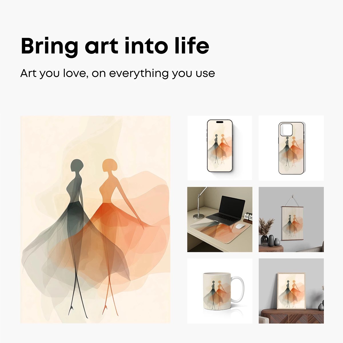 Elegant Fusion: Silhouetted Figures in Flowing Gowns - Image 2