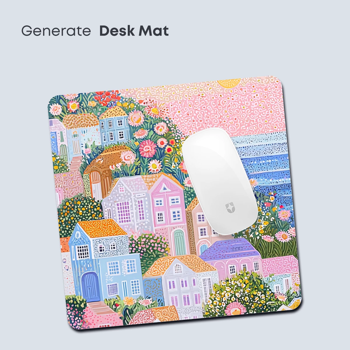 Floral Hillside Village: A Pointillist Paradise - Image 4