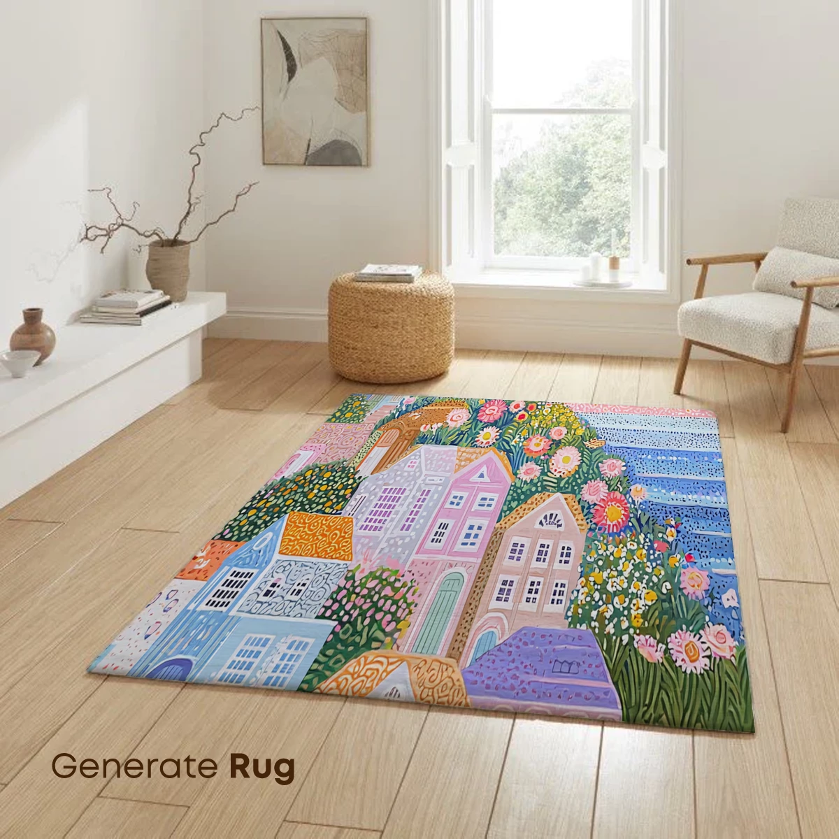 Floral Hillside Village: A Pointillist Paradise - Image 6