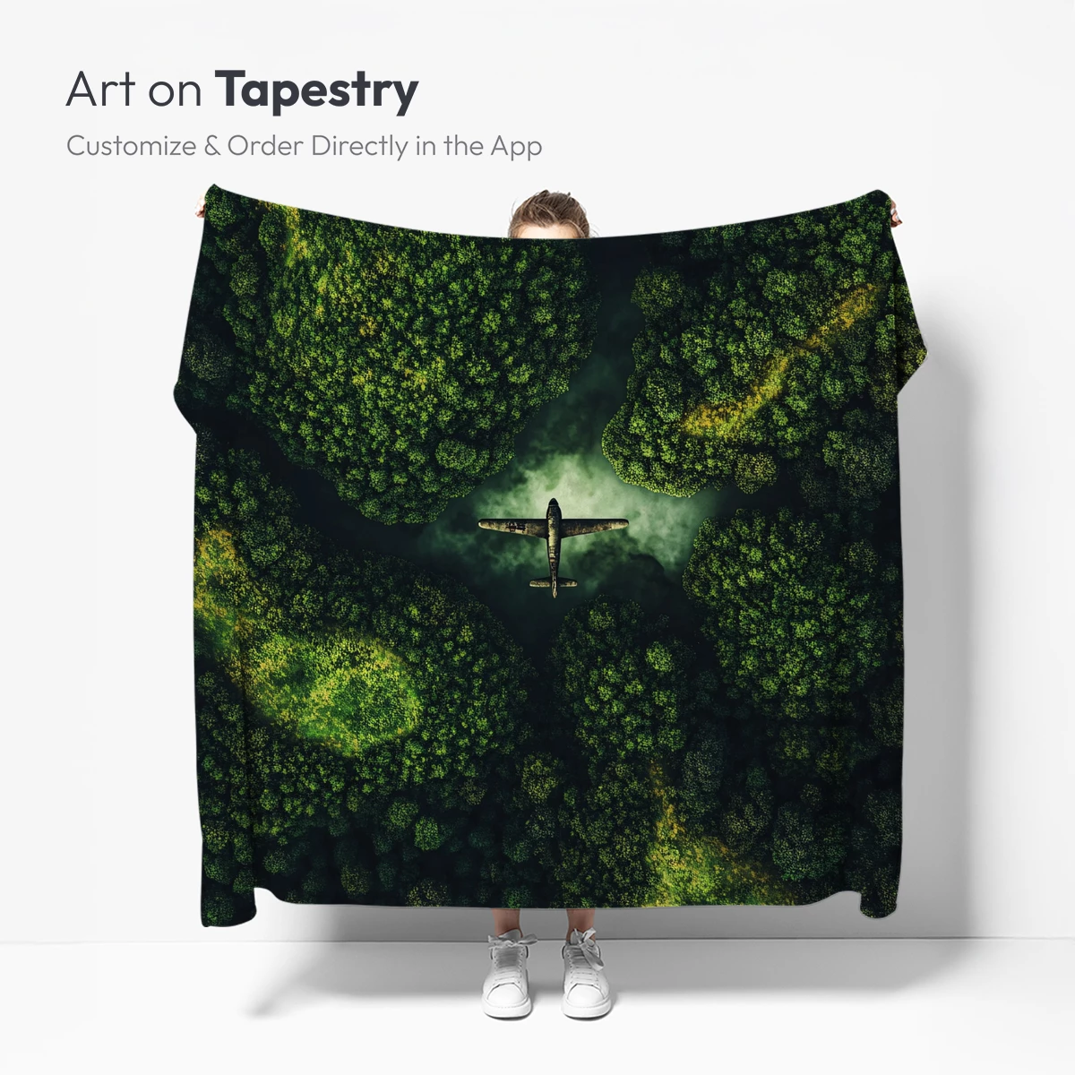 Aerial Odyssey: Plane Soars Over Verdant Labyrinth - Image 5