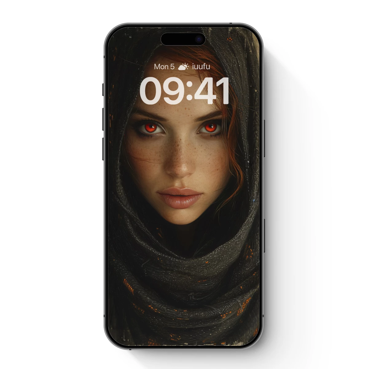 Enigmatic Veil: Scarlet Eyes in Shadow