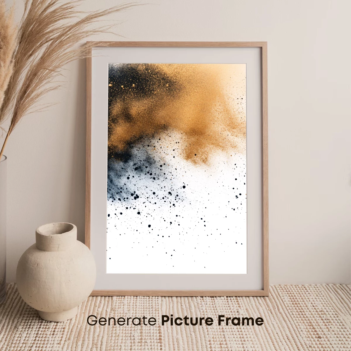 Dust Cloud Elegy: Black and Gold Abstract Burst - Image 7