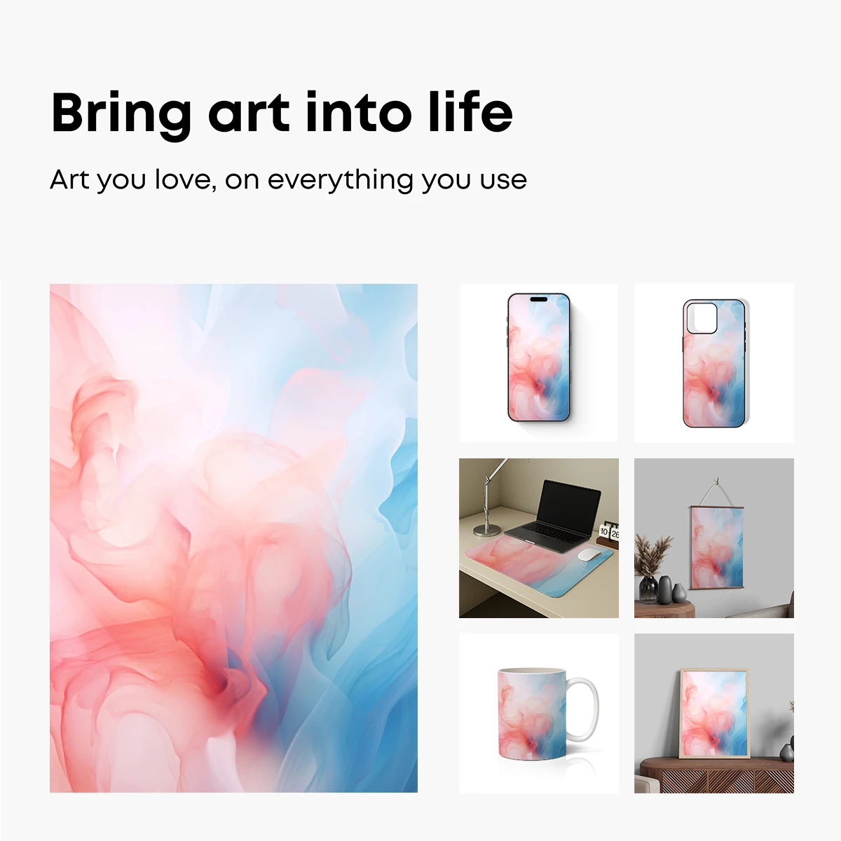 Ethereal Smoke Dance: Pink and Blue Fusion - Image 2