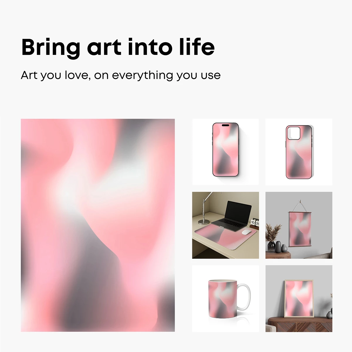 Blurred Elegance: Pink and Gray Abstract Flow - Image 2