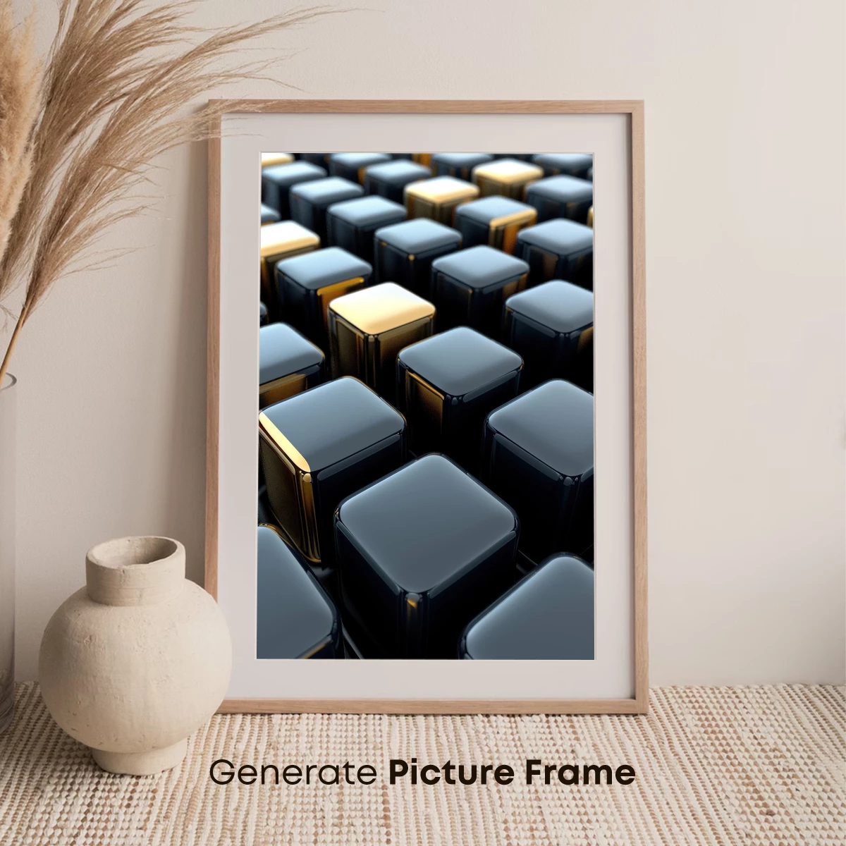 Elegant Black and Gold Cubes: A Modern Geometric Symphony - Image 7