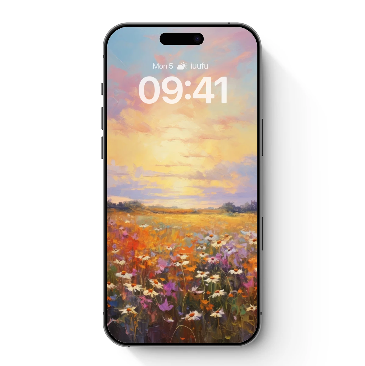 Golden Sunset Meadow: Impressionist Floral Symphony