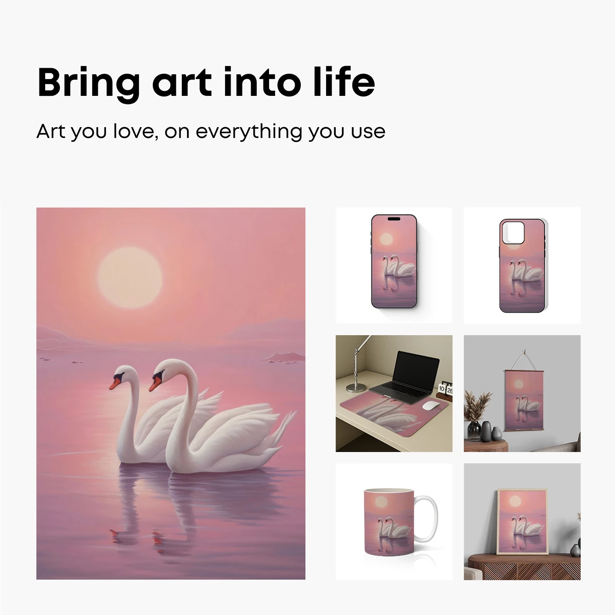 Eternal Swan Serenity at Sunset - Image 2