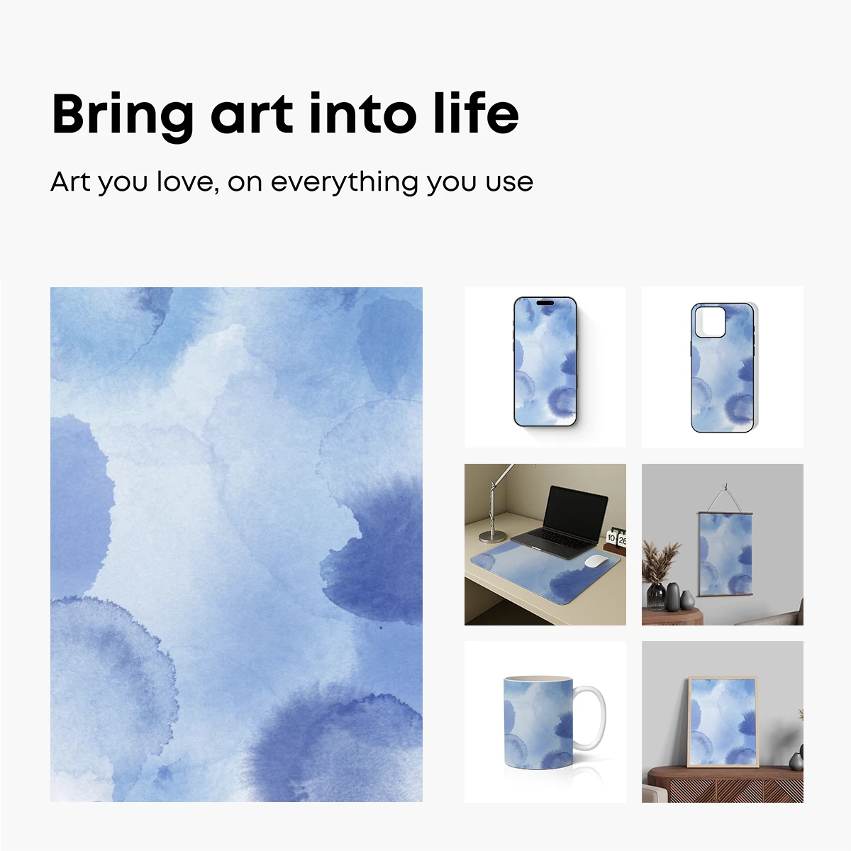 Blue Watercolor Whispers: Ethereal Ink Blooms - Image 2