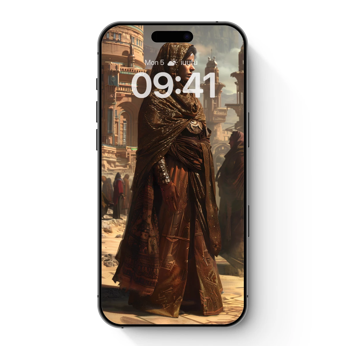 Desert Elegance: Veiled Nomad in Sunlit City