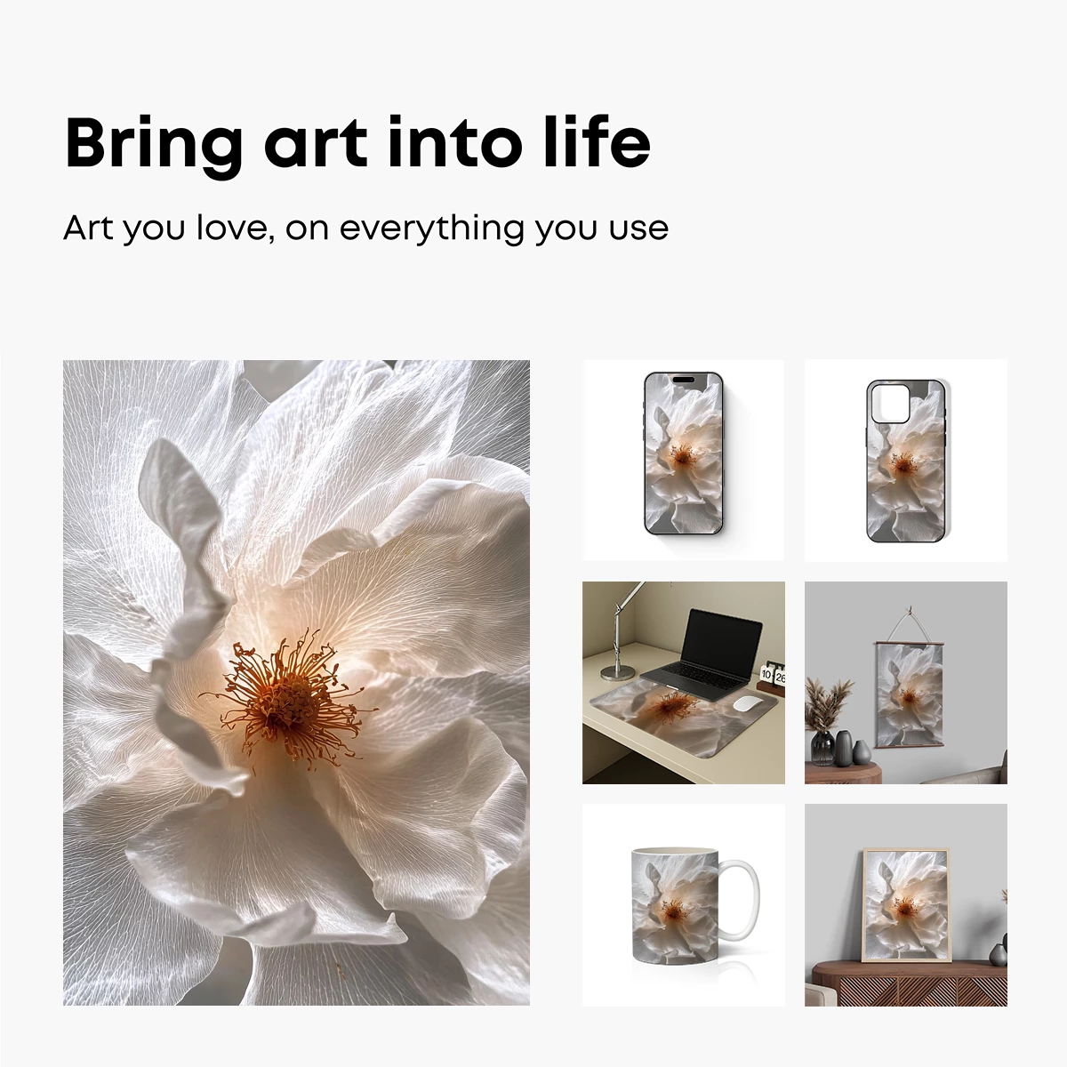 Ethereal White Blossom: Veined Petals and Golden Stamen Ethereal White Blossom: Veined Petals and Golden Stamen