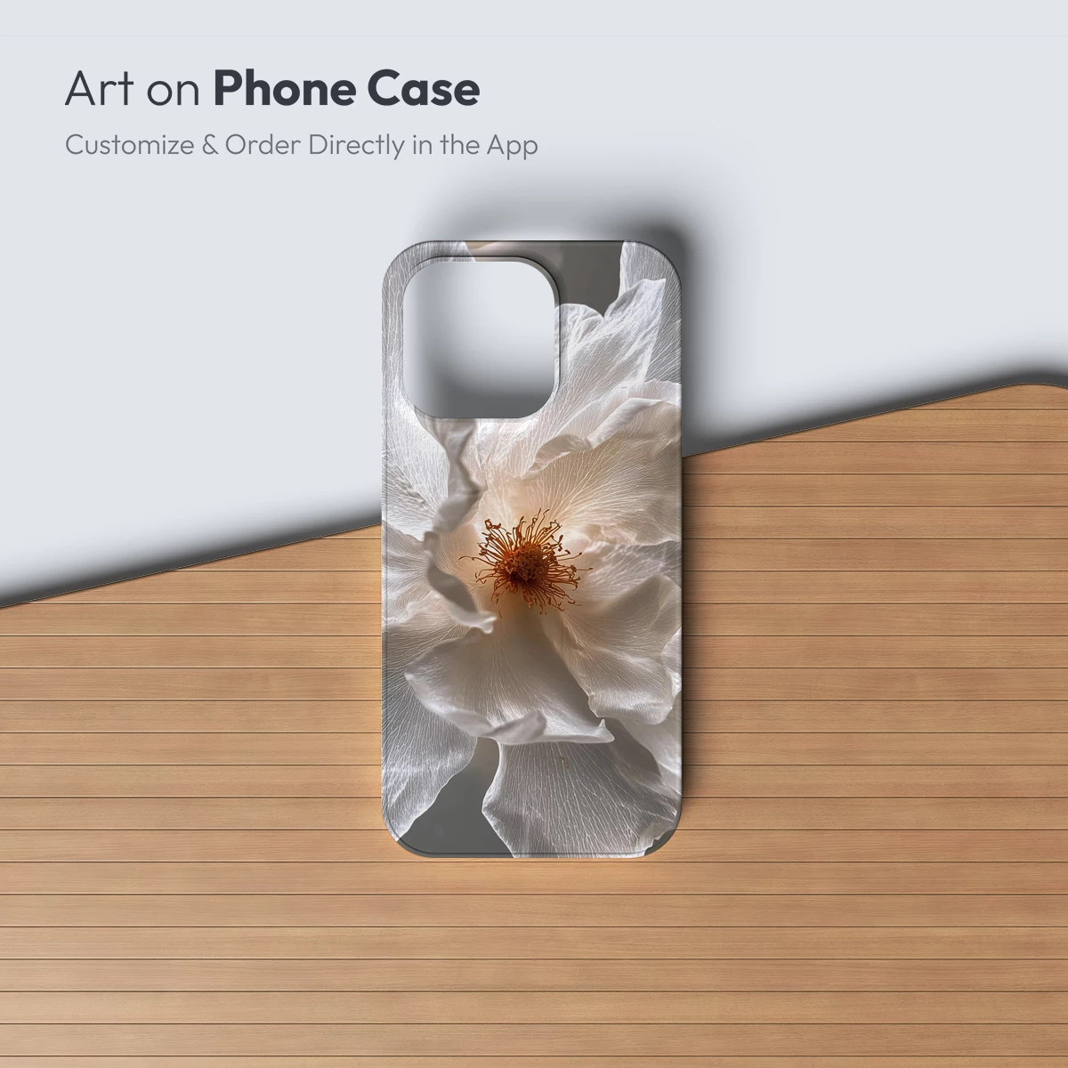 Ethereal White Blossom: Veined Petals and Golden Stamen - Image 2