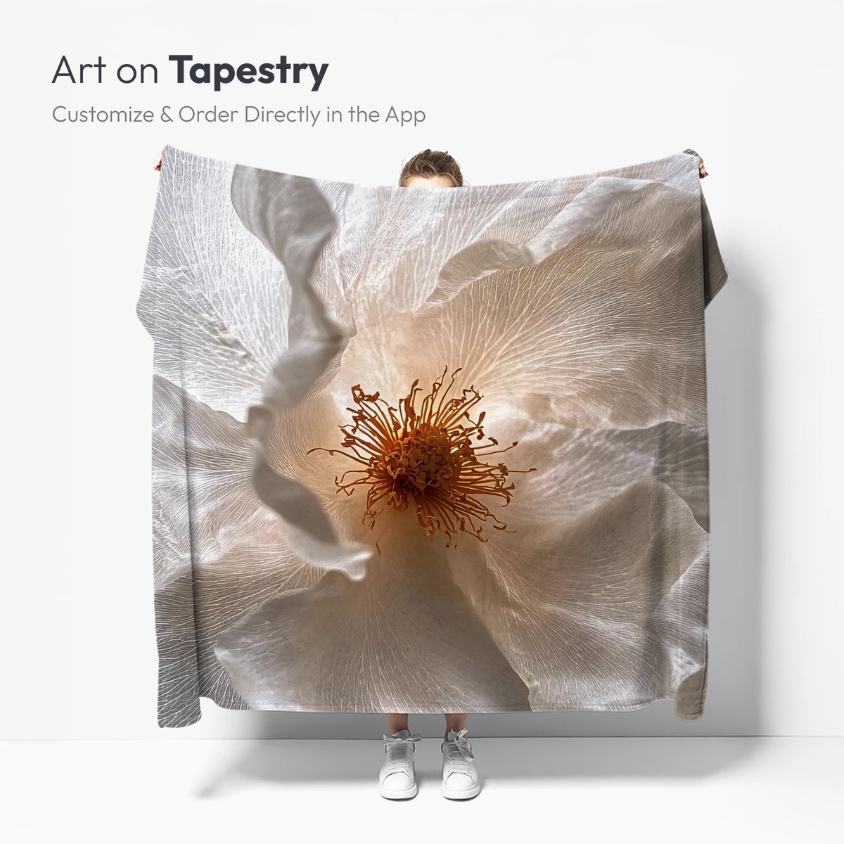 Ethereal White Blossom: Veined Petals and Golden Stamen - Image 4