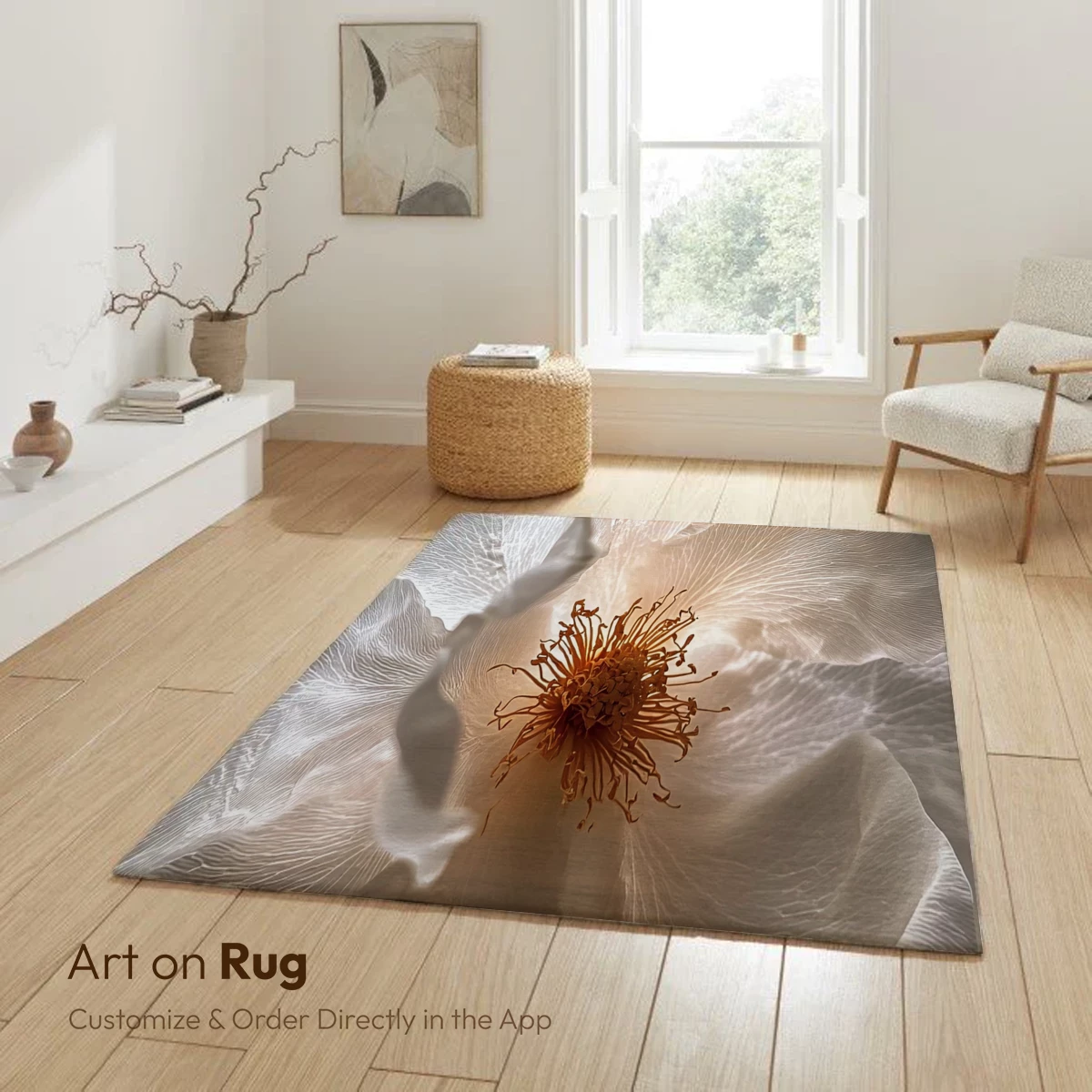 Ethereal White Blossom: Veined Petals and Golden Stamen - Image 5