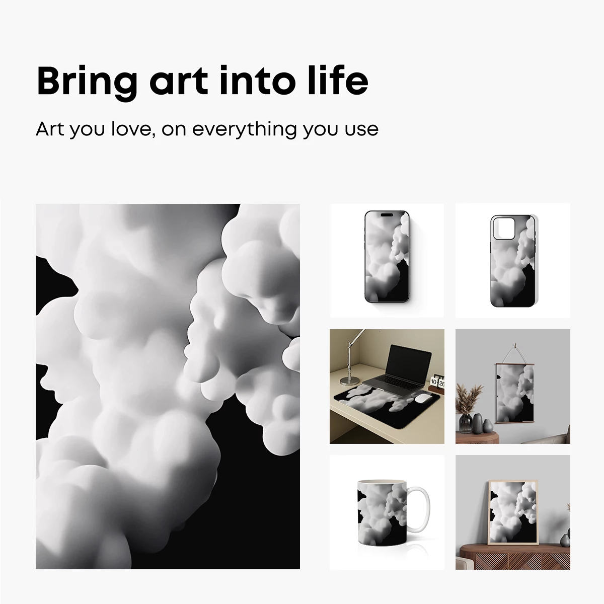 Ethereal Cloud Sculpture: Monochrome Marvels in Motion - Image 2