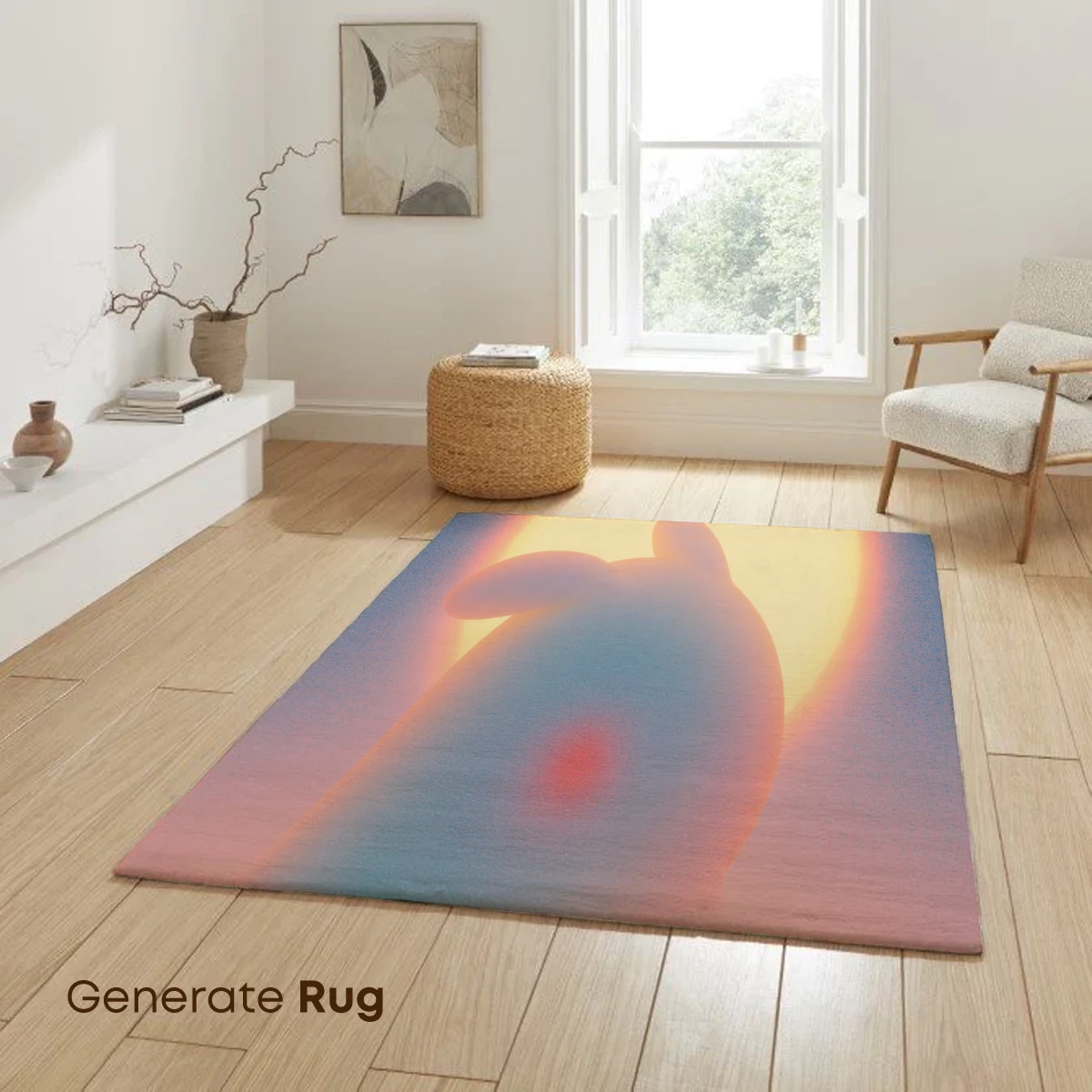 Glowing Bunny with Carrot: Ethereal Sunset Silhouette - Image 6