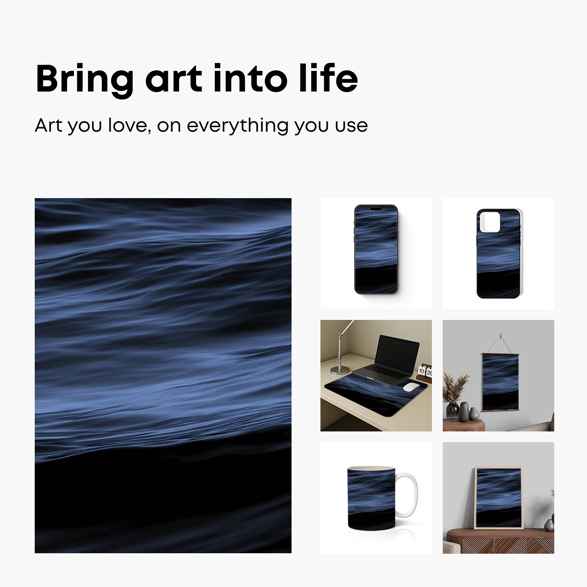 Ethereal Ocean Waves: Midnight Blue Serenity - Image 2