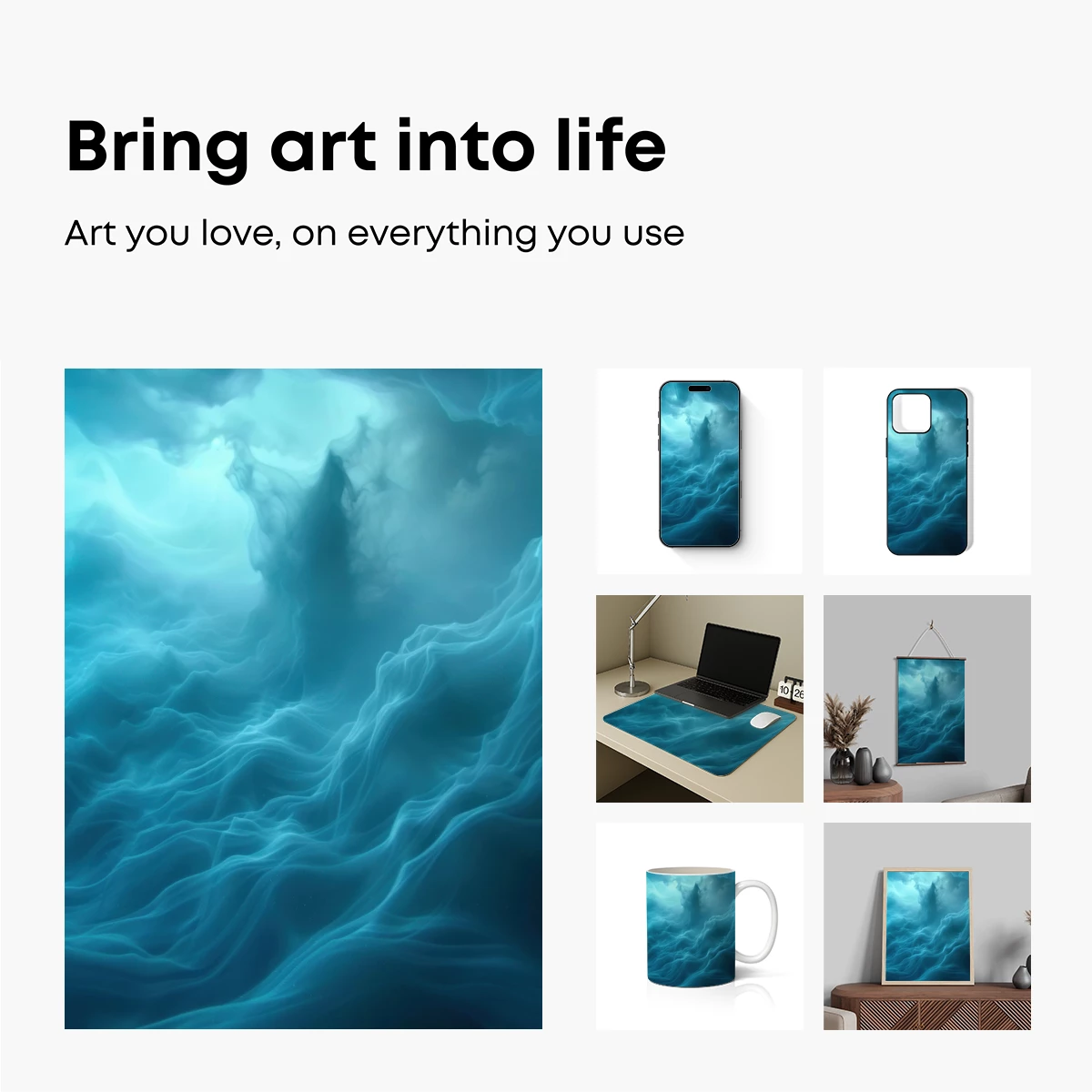 Abyssal Serenity: Ethereal Waves in Teal Depths - Image 2