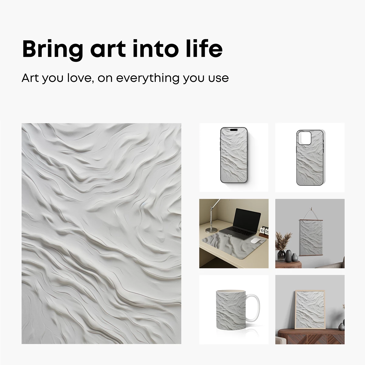 Ethereal White Waves: A Textural Odyssey - Image 2