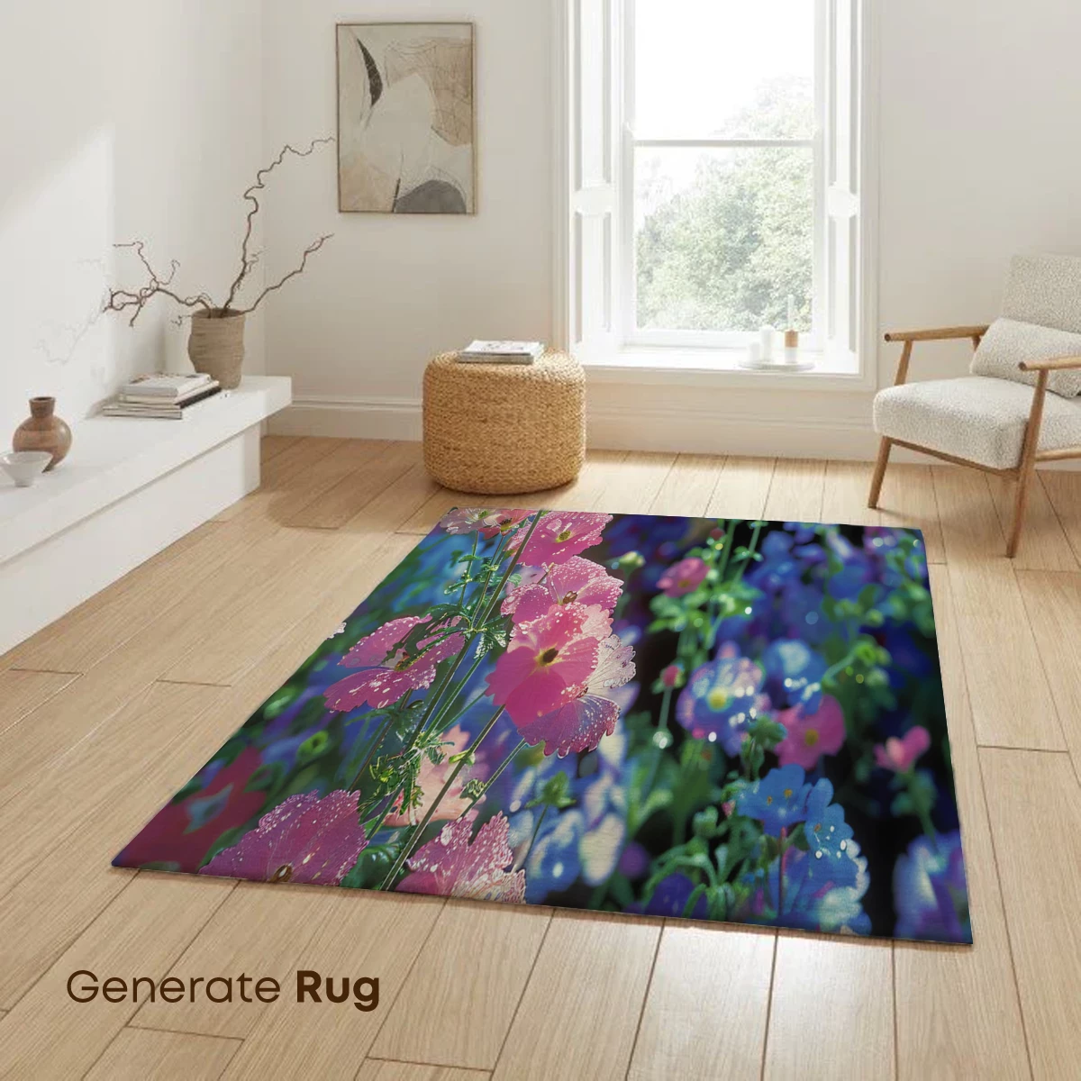 Enchanted Pink and Blue Floral Symphony - Image 6