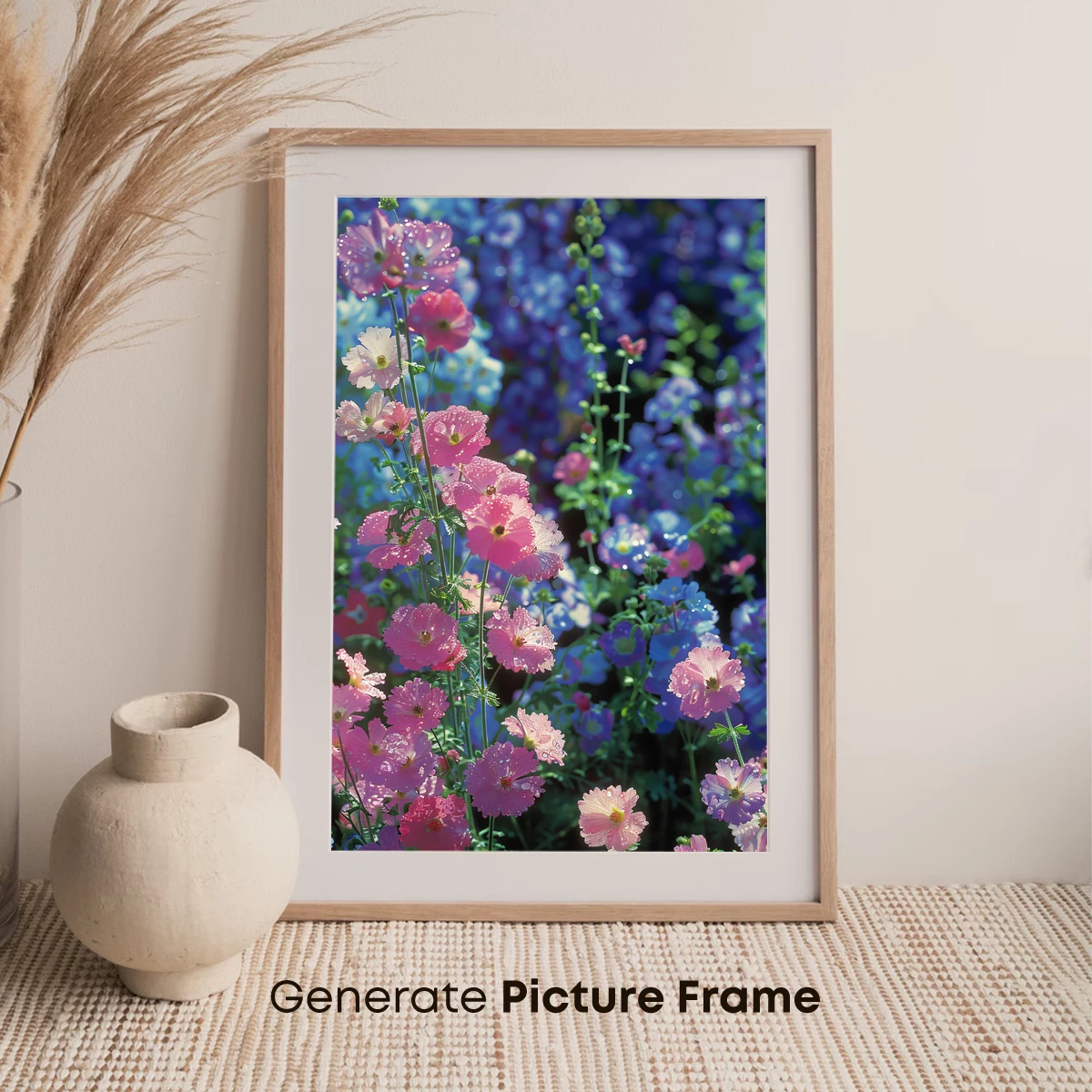 Enchanted Pink and Blue Floral Symphony - Image 7