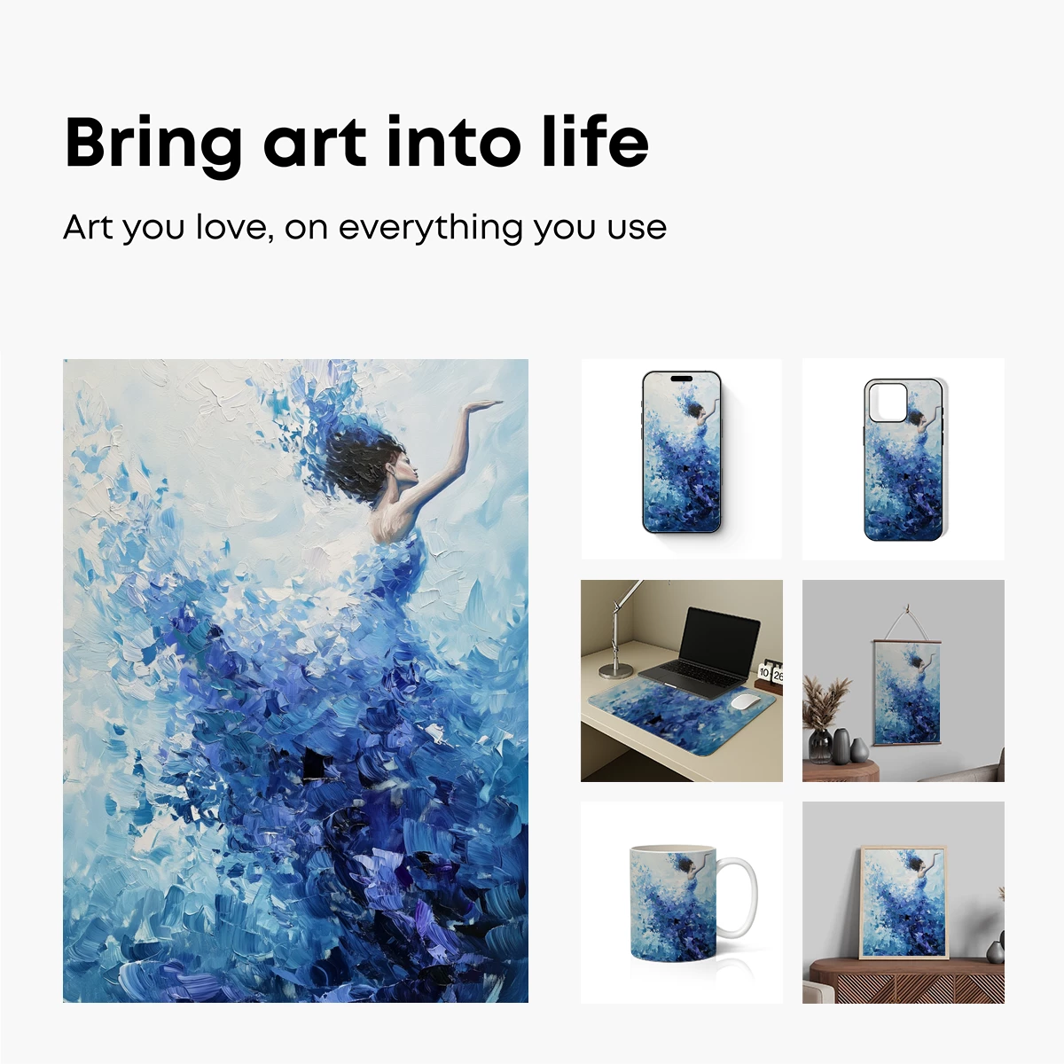 Blue Whirl: Abstract Dance in Oil - Image 2