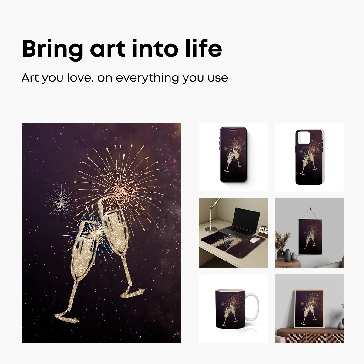 Champagne Glasses Dancing with Fireworks - Image 2