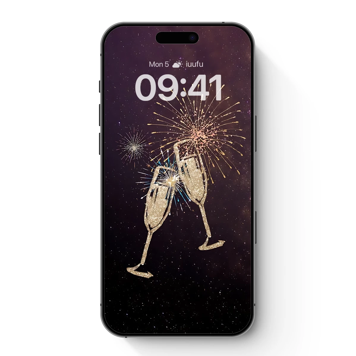 Champagne Glasses Dancing with Fireworks