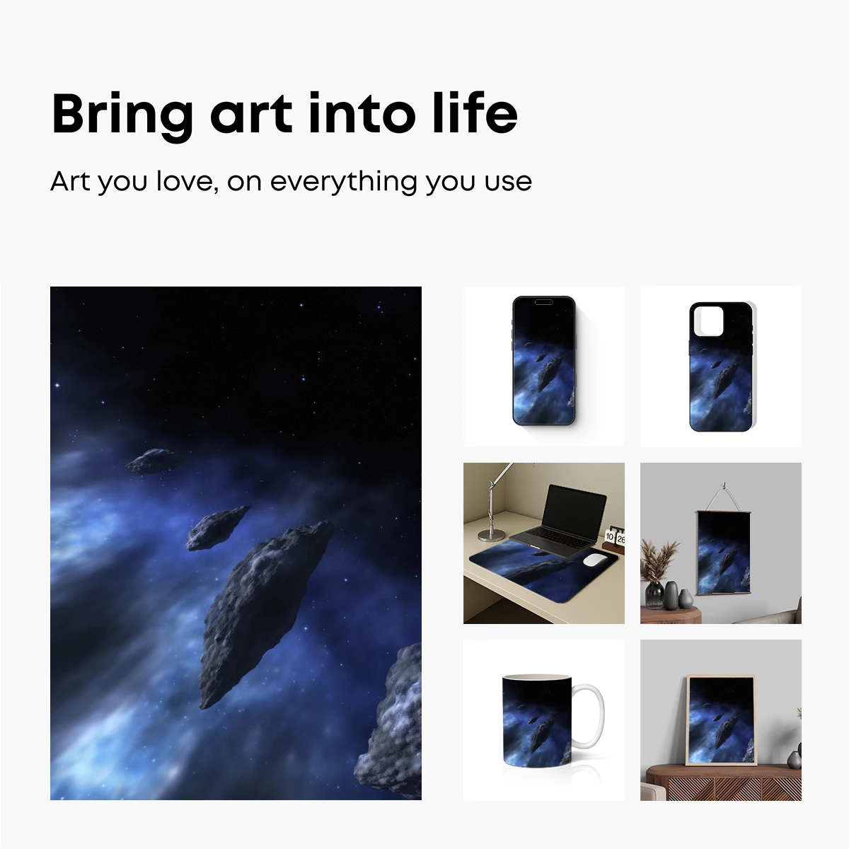 Cosmic Drift: Asteroids in Nebular Embrace - Image 2