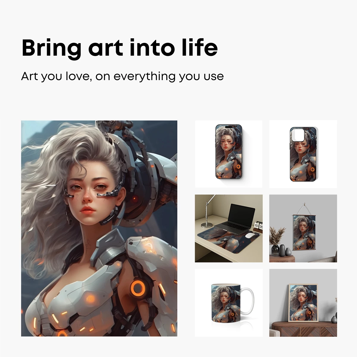 Cybernetic Muse: Futuristic Warrior in Silver Armor - Image 2