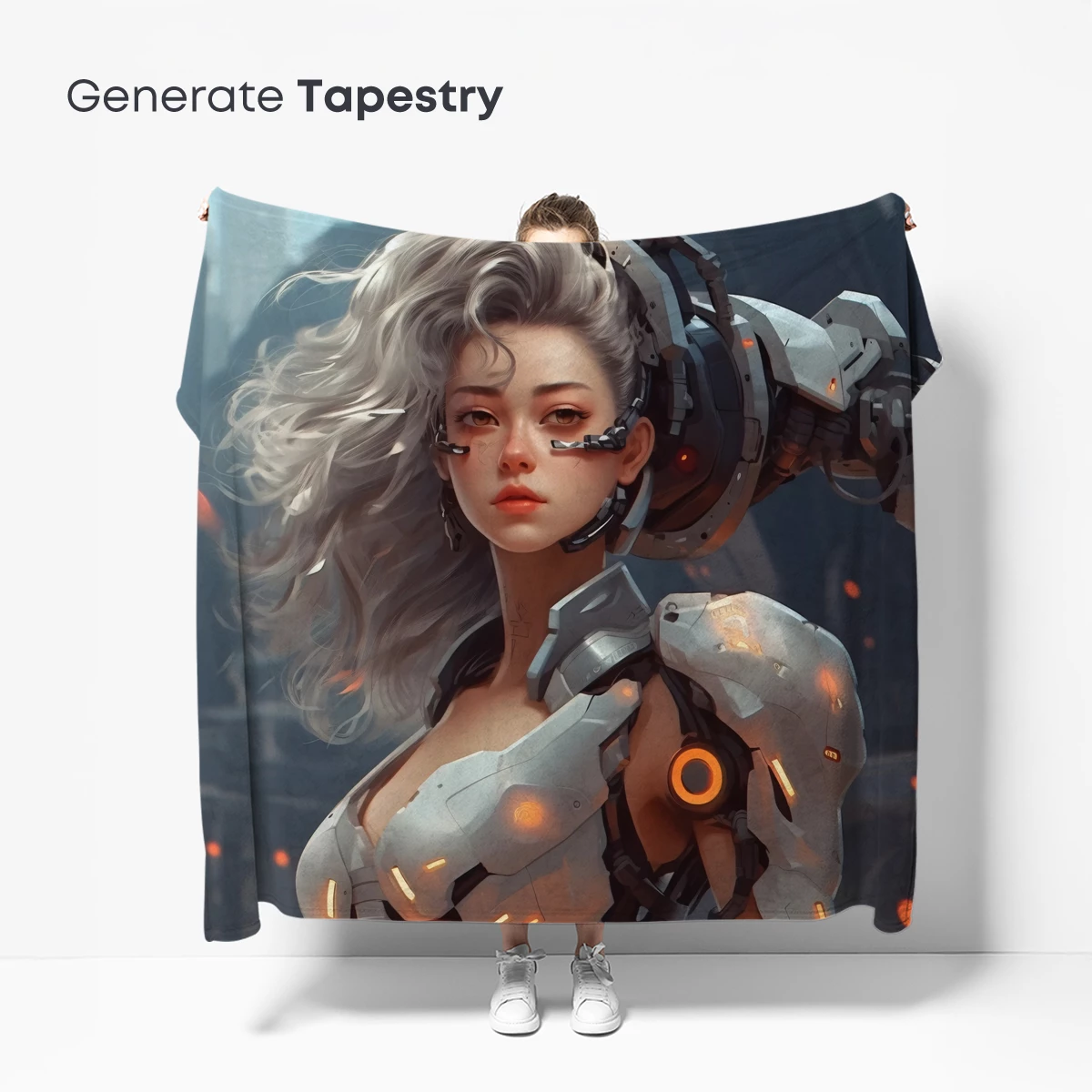 Cybernetic Muse: Futuristic Warrior in Silver Armor - Image 5