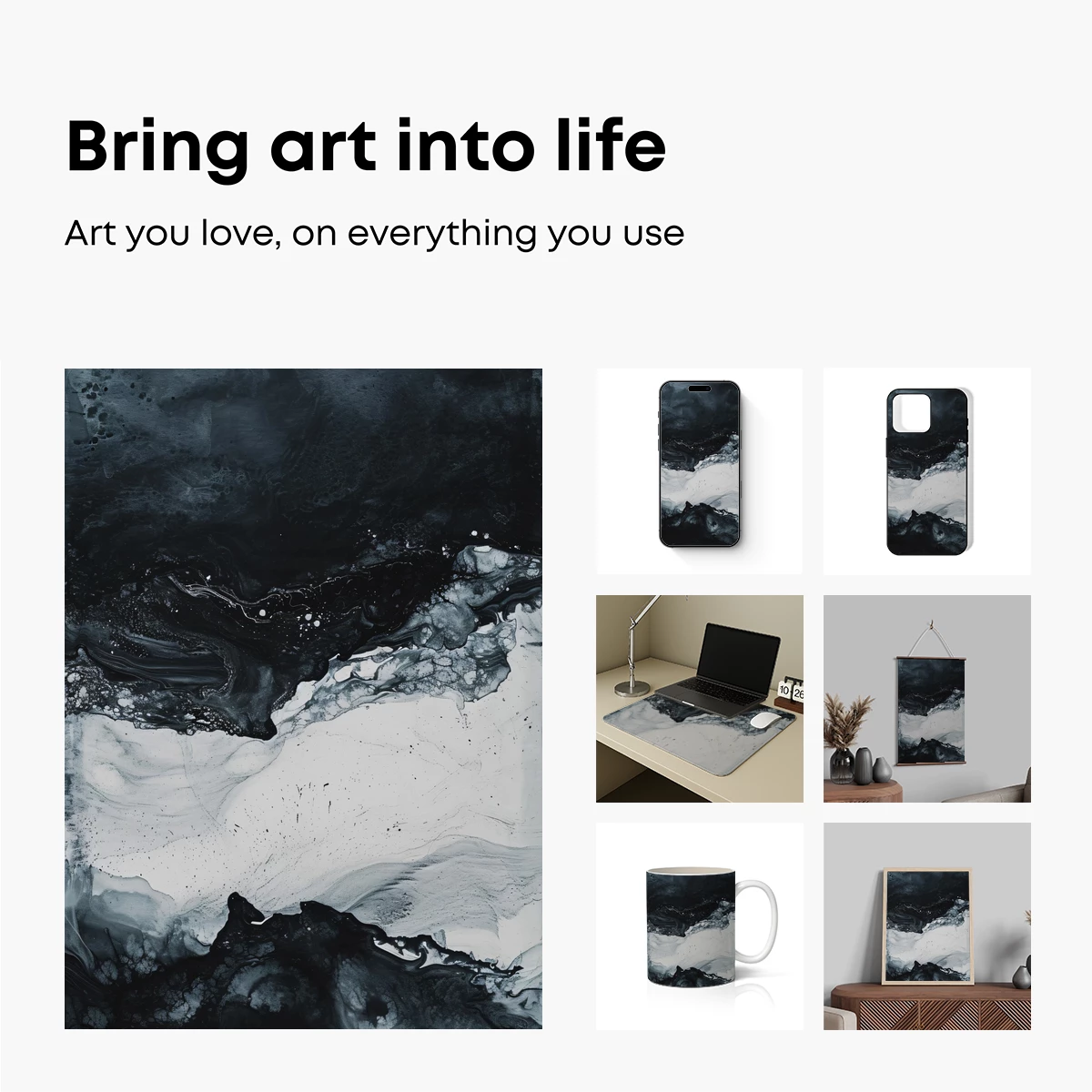 Eclipse of Ink: Monochrome Abstract Flow - Image 2