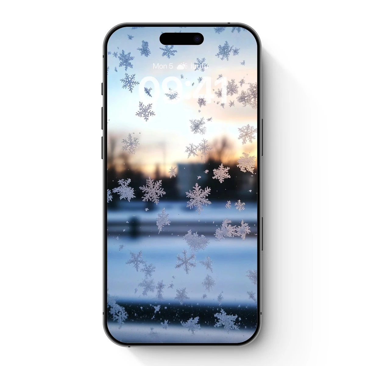 Frosty Dawn: Snowflake Symphony at Sunset