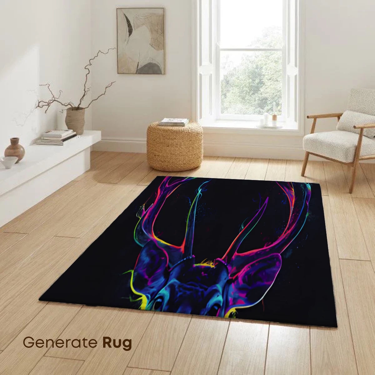 Neon Stag: Vibrant Antlers in the Dark - Image 6