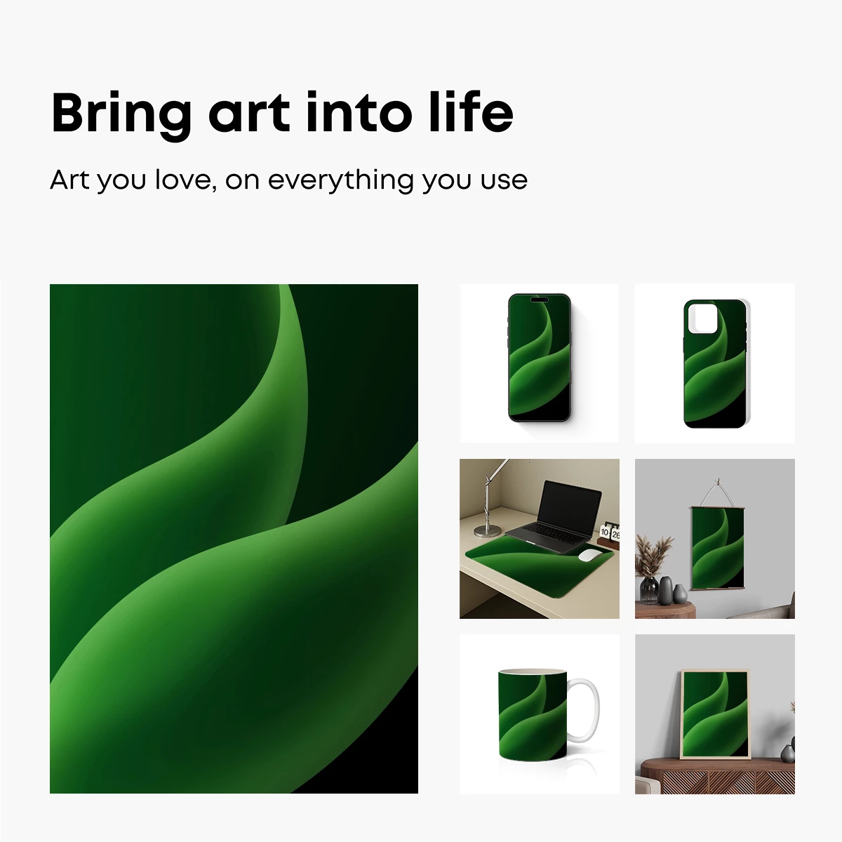 Elegant Green Swirls: A Dance of Shadows and Light - Image 2