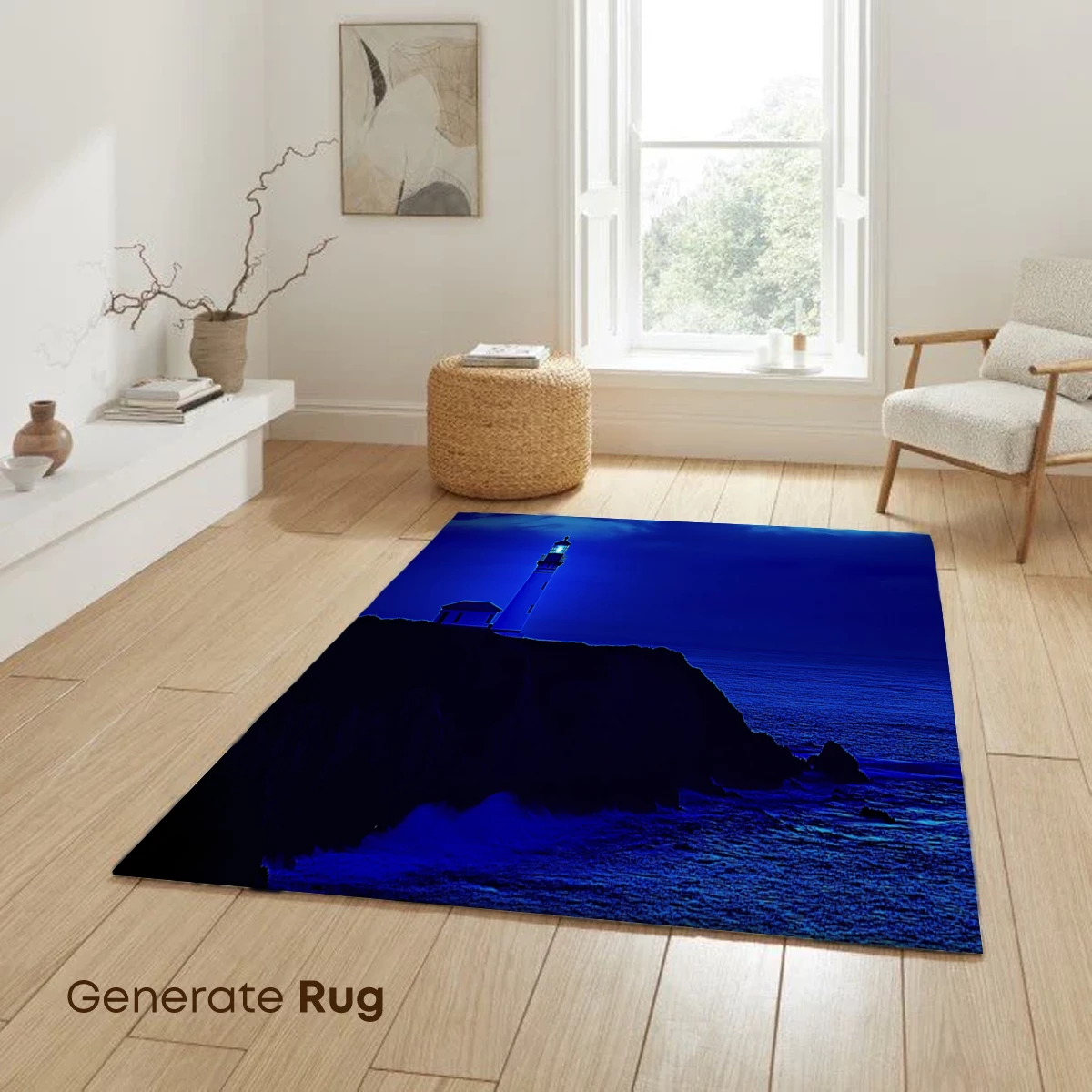 Blue Lighthouse Elegy: Night's Serene Sentinel - Image 6