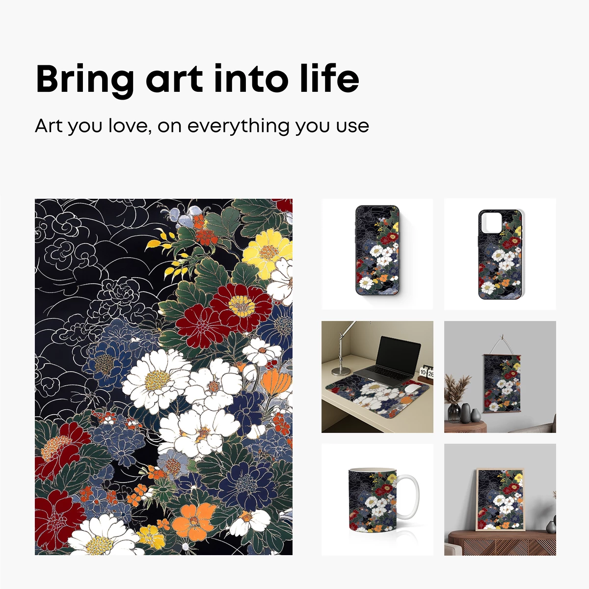 Elegant Floral Symphony in Midnight Garden