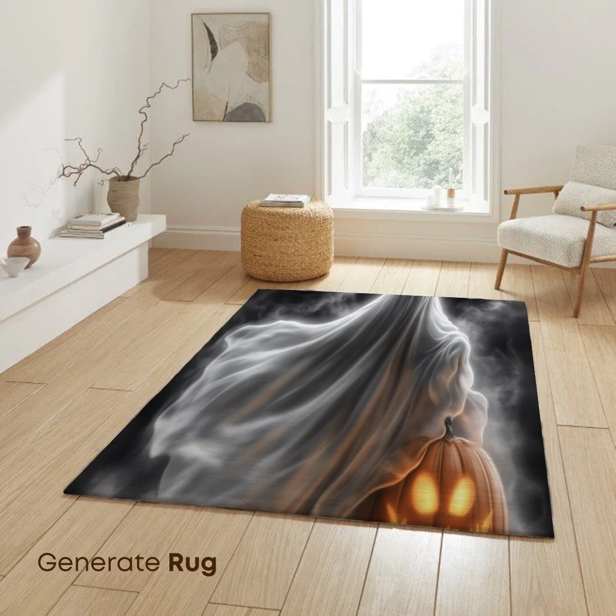 Ethereal Ghost with Glowing Pumpkin: Halloween Haunt - Image 6