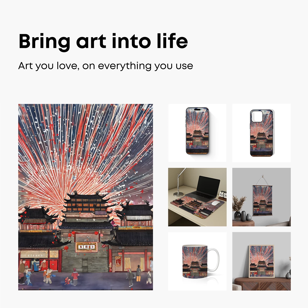 Celestial Fireworks Over Ancient Temple - Image 2