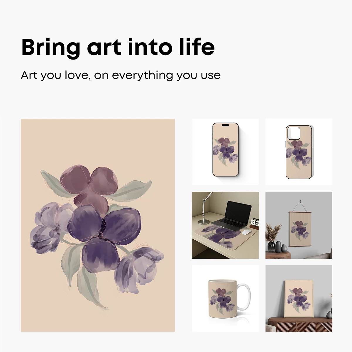 Ethereal Purple Blossoms in Watercolor Harmony - Image 2