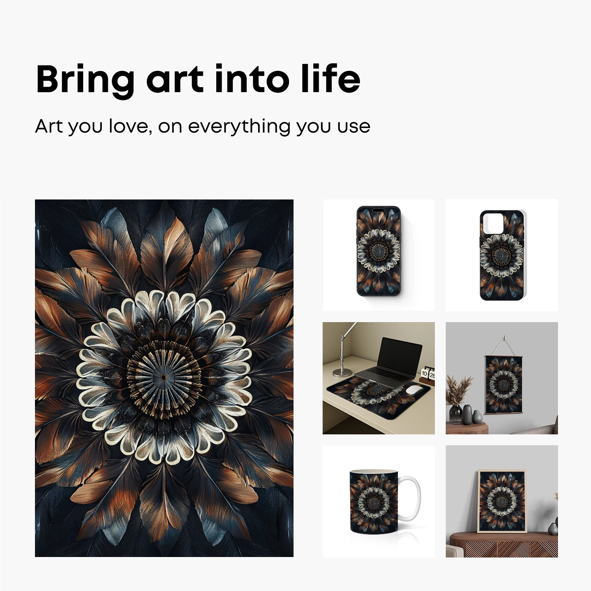 Feathered Mandala: A Kaleidoscope of Nature's Artistry - Image 2