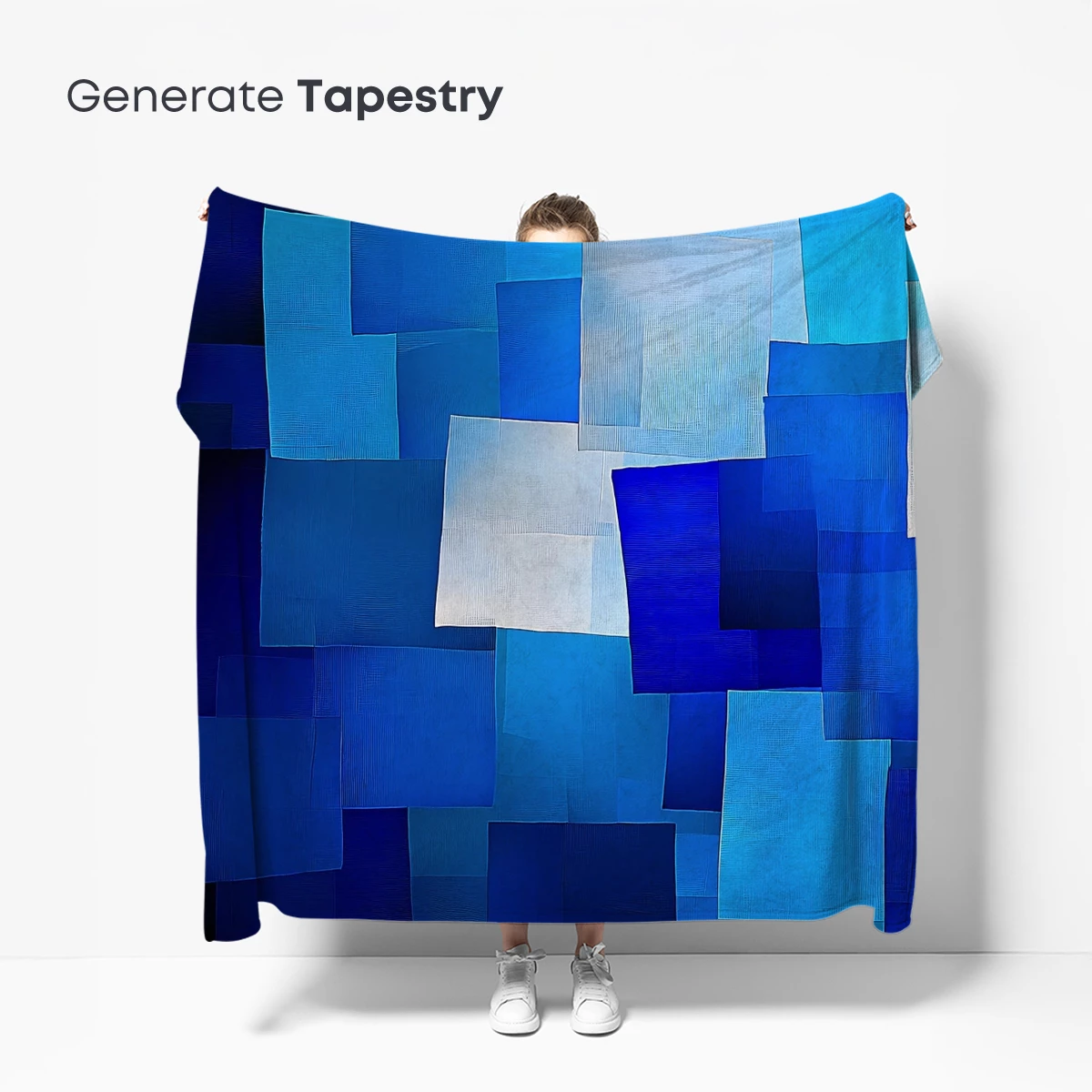 Blue Geometric Harmony: A Digital Abstract Mosaic - Image 5