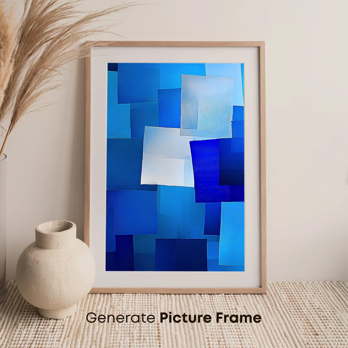 Blue Geometric Harmony: A Digital Abstract Mosaic - Image 7