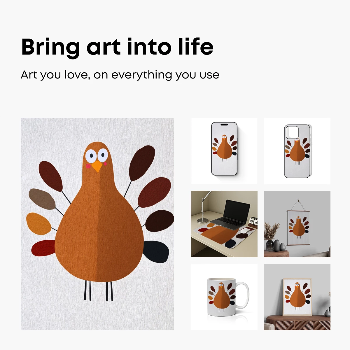 Cheerful Turkey Art: Festive Feathers in Warm Tones - Image 2