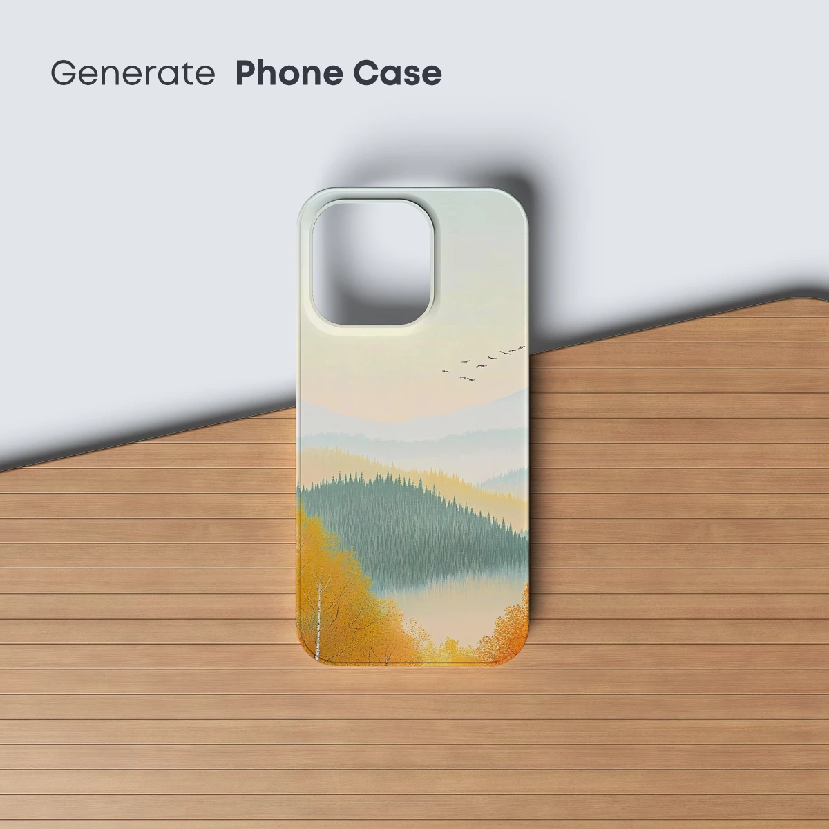 Autumnal Serenity: Birch Trees & Misty Mountains - Image 3