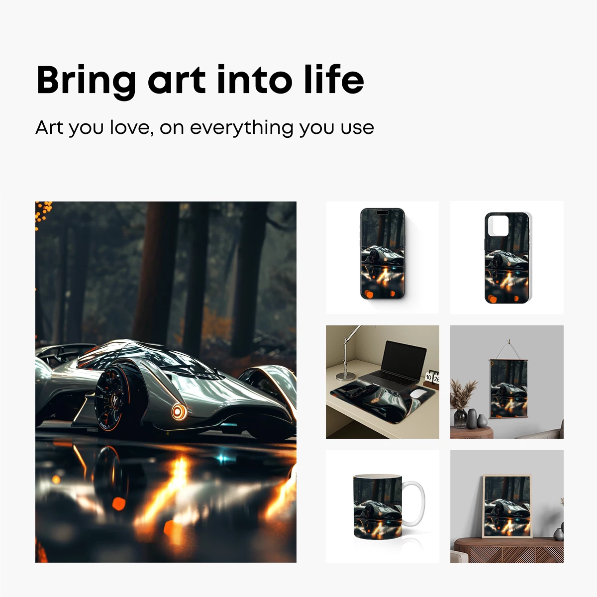 Futuristic Hypercar in Enchanted Forest - Image 2